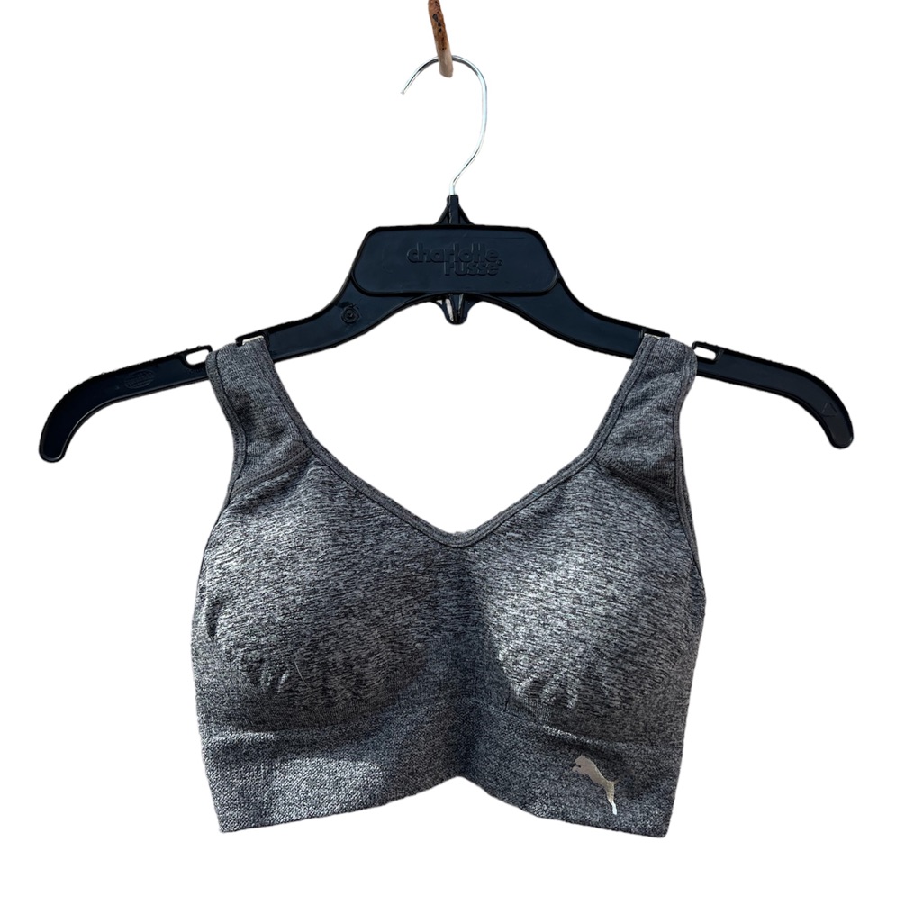 Puma Sm Grey Logo Thick Stretch Sports Bra